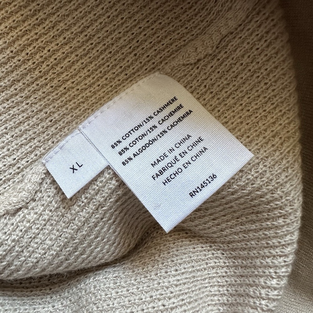 NAADAM Cotton Cashmere Thermal Knit Hoodie Sweatshirt Cream Women XL Waffle - Picture 8 of 8